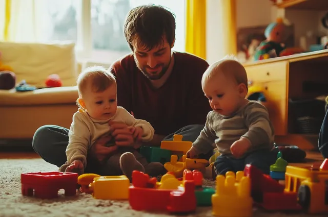 assistant maternel avec des enfants qu'il garde