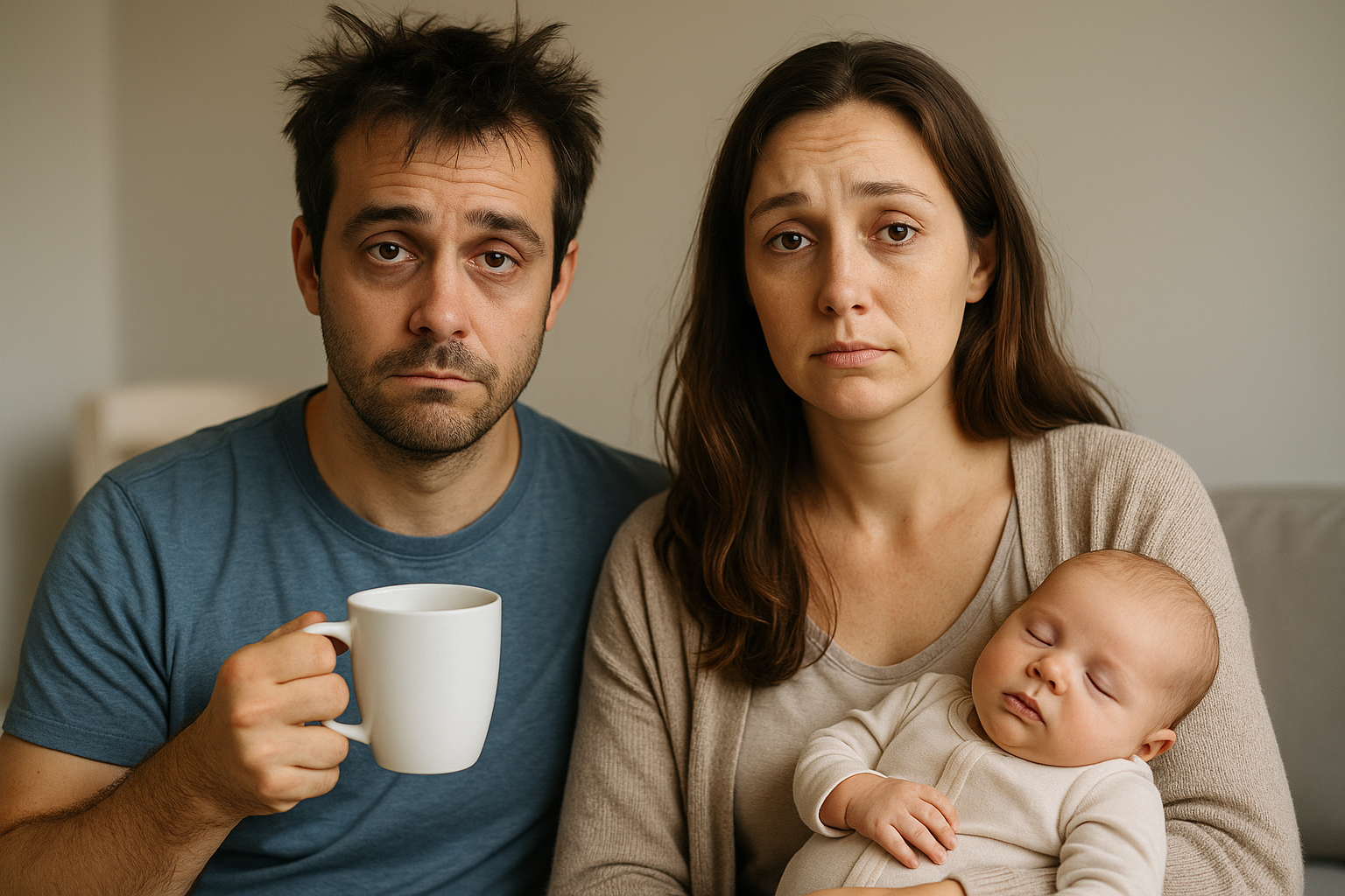 parent fatigues avec bebe qui dort